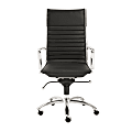 Eurostyle Dirk Faux Leather High-Back Commercial Office Chair, Chrome/Black