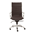 Eurostyle Dirk Faux Leather High-Back Commercial Office Chair, Chrome/Brown