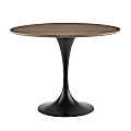 Eurostyle Astrid Round Dining Table, 28-1/2"H x 39-1/2"W x 39-1/2"D, Walnut/Matte Black