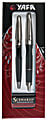 Yafa® Scenario™ Fountain Pen And Ballpoint Pen Set, Medium Point, 0.7 mm, Black Barrel, Black Ink