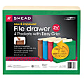 Smead® Full-Height Gusset Pockets With Easy Grip®, Letter Size, Assorted Colors (No Color Choice), Pack Of 4