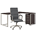 kathy ireland® Office by Bush Business Furniture Method 72"W L-Shaped Desk With Mobile File Cabinet And High-Back Office Chair, Storm Gray, Standard Delivery
