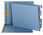 Smead® End-Tab Fastener Folders, Letter Size, 100% Recycled, Blue, Pack Of 50