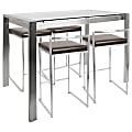 Lumisource Fuji Counter-Height Table With 4 Stools, Brown/Stainless Steel