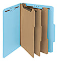Smead® Pressboard Classification Folders, 3 Dividers, Letter Size, 100% Recycled, Blue, Box Of 10