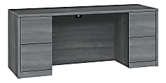 HON® 10500 72"W 4-Drawer Pedestal Computer Desk, Sterling Ash