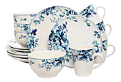 Elama 16-Piece Stoneware Dinnerware Set, Blue Rose 1 thumbnail image