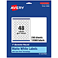 Avery® Permanent Labels With Sure Feed®, 94500-WMP250, Round, 1" Diameter, White, Pack Of 12,000 1 thumbnail image