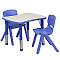 Flash Furniture Rectangular Height-Adjustable Activity Table Set With 2 Chairs, 23-1/2"H x 21-7/8"W x 26-5/8"D, Blue 1 thumbnail image