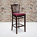 Flash Furniture Wooden/Vinyl Restaurant Barstool With Vertical Slat Back, Burgundy/Walnut