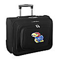 Denco Sports Luggage Rolling Overnighter With 14" Laptop Pocket, Kansas Jayhawks, 14"H x 17"W x 8 1/2"D, Black