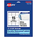 Avery® Waterproof Permanent Labels With Sure Feed®, 94235-WMF50, Rectangle, 2" x 2-5/8", White, Pack Of 750