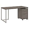 kathy ireland® Office by Bush Business Furniture Method Table Desk with 3 Drawer Mobile File Cabinet, 60"W, Cocoa, Standard Delivery