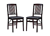 Linon Triena Faux Leather Folding Chairs, Dark Brown/Espresso, Set Of 2 Chairs