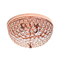 Elegant Designs 2-Light Flush-Mounted Ceiling Light, Rose Gold/Crystal