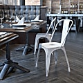 Flash Furniture Commercial Distressed Stackable Chair, White