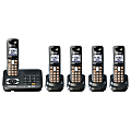 Panasonic® KX-TG6445T DECT 6.0 Digital 5-Handset Cordless Phone with Digital Answering System, Black Metallic 1 thumbnail image