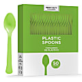 Amscan 8018 Solid Heavyweight Plastic Spoons, Kiwi Green, 50 Spoons Per Pack, Case Of 3 Packs