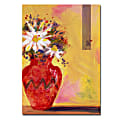 Trademark Global Red Vase With Daisy Gallery-Wrapped Canvas Print By Sheila Golden, 18"H x 24"W