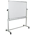 Flash Furniture Mobile Reversible Magnetic Dry-Erase Whiteboard, 62 1/2" x 53", Aluminum Frame With Silver Finish 1 thumbnail image