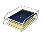 Kantek 2-Tier Letter Trays, 2-1/2"H x 10-1/2"W x 13-3/4"D, Clear, Pack Of 2 Trays 1 thumbnail image
