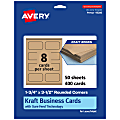 Avery® Printable Rounded Corner Mini Business Cards With Sure Feed® Technology, Print-To-The-Edge, 1.75"x3.5", Kraft Brown, Pack Of 400 1 thumbnail image