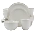 Gibson Home 16-Piece Siam Stoneware Dinnerware Set, White