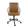 Eurostyle Leander Faux Leather Low-Back Office Chair, Brushed Nickel/Brown