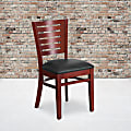 Flash Furniture Slat Back Restaurant Accent Chair, Black Seat/Mahogany Frame