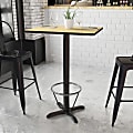 Flash Furniture Rectangular Laminate Table Top With Bar Height Table Base And Foot Ring, 43-3/16”H x 24”W x 30”D, Natural