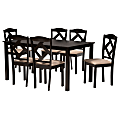 Baxton Studio Ruth 7-Piece Dining Set, Sand/Dark Brown