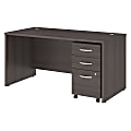 Bush Business Furniture Studio C Office Desk with Mobile File Cabinet, 60"W x 30"D, Storm Gray, Premium Installation