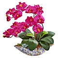 Nearly Natural Phalaenopsis Orchid 16”H Artificial Floral Arrangement With Vase, 16”H x 18-1/2”W x 9”D, Beauty 1 thumbnail image
