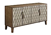 Coast to Coast Perry 4-Door Buffet Sideboard Credenza With Fluted Textural Design, 32"H x 58"W x 17"D, Fossil Brown & Metallic