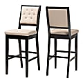 Baxton Studio Gideon 2-Piece Bar Stool Set, Sand/Dark Brown