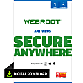 Webroot® Antivirus, 1-Year Subscription, For 3 PC And Mac® Devices, Download