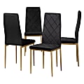 Baxton Studio Blaise Dining Chairs, Black/Gold, Set Of 4 Chairs
