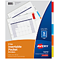 Avery® Insertable Dividers With Pockets, 9-1/8" x 11-1/4", White/Multicolor, Pack Of 5 Dividers