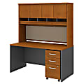 Bush Business Furniture Components 60"W Office Desk With Hutch And Mobile File Cabinet, Natural Cherry/Graphite Gray, Premium Installation