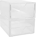 Martha Stewart Brody Stackable Plastic Office Desktop Organizer Boxes, 3-1/2"H x 6"W x 7-1/2"D, Clear, Set Of 2 Boxes 1 thumbnail image