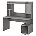 kathy ireland® Home by Bush Furniture Madison Avenue 60"W Writing Desk With Hutch, Modern Gray, Standard Delivery