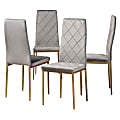 Baxton Studio Blaise Dining Chairs, Gray/Gold, Set Of 4 Chairs