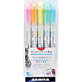 Zebra® Pen MILDLINER™ Double-Ended Creative Markers, Pack Of 5, Fine/Brush Points, Assorted Warm Colors