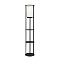 Simple Designs Round Etagere Floor Lamp, 62-1/2"H, White/Black