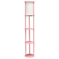 Simple Designs Round Etagere Floor Lamp, 62-1/2"H, White/Light Pink