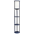 Simple Designs Round Etagere Floor Lamp, 62-1/2"H, White/Navy