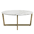 Eurostyle Llona Round Coffee Table, 15-4/5”H x 36”W x 36”D, Matte Gold/White Marble