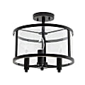 Lalia Home 3LT Glass And Metallic Accented Semi-Flushmount Lamp, 13"W, Clear Shade/Black Base 1 thumbnail image