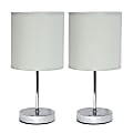 Simple Designs Mini Basic Table Lamp with Fabric Shade, 11"H, Slate Gray/Chrome, 2pk 1 thumbnail image