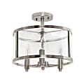 Lalia Home 3LT Glass And Metallic Accented Semi-Flushmount Lamp, 13"W, Clear Shade/Brushed Nickel Base